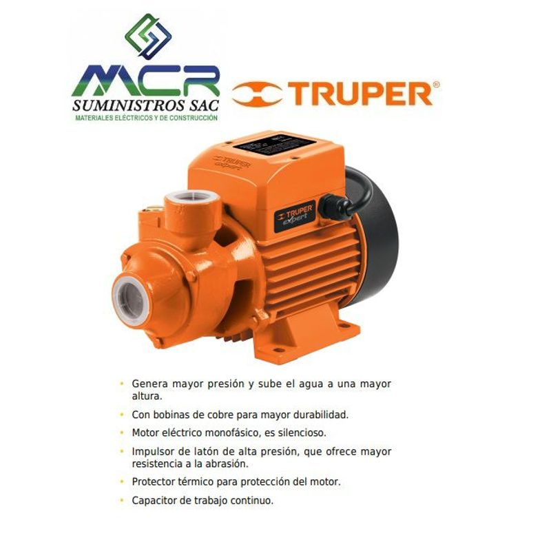 TRUPER - BOMBA ELÉCTRICA PARA AGUA PERIFÉRICA 1/2 HP 220V 15019 TRUPER