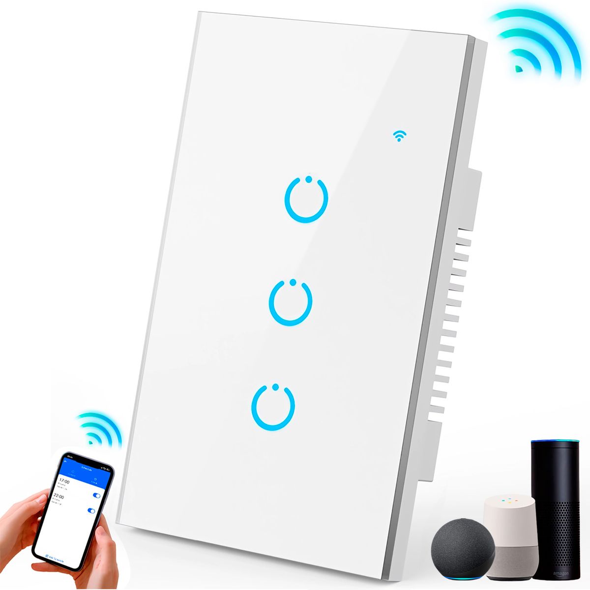 GENERICO - Interruptor Inteligente Universal Wifi Luz Smart Blanco Alexa 3 Bandas