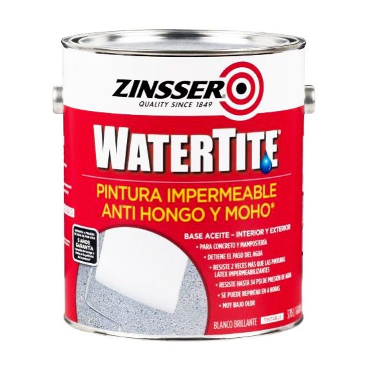 RUST OLEUM - ZINSSER WATERTITE PINTURA HIDRÓFUGA ANTI HONGO Y MOHO BLANCO 1 GALÓN