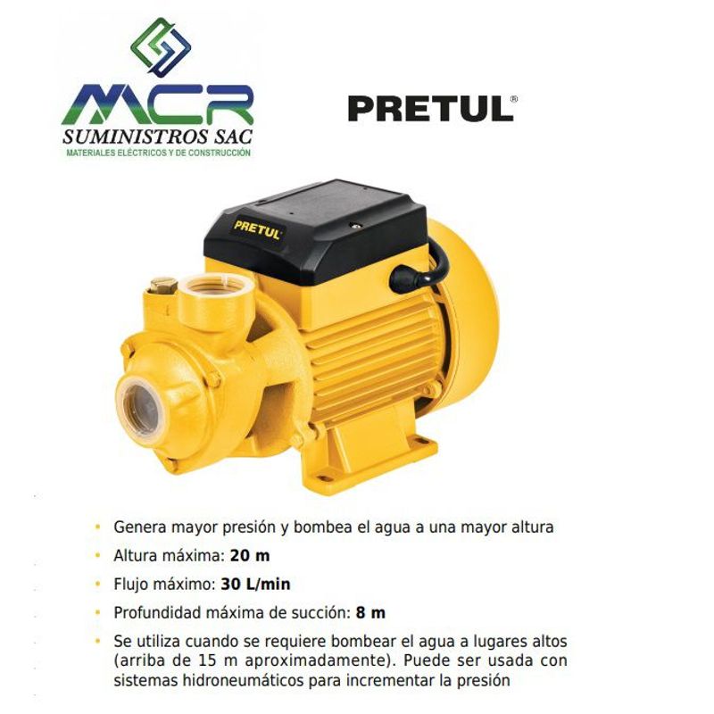 PRETUL - BOMBA ELÉCTRICA PARA AGUA PERIFÉRICA 1/2 HP 220V 28025 PRETUL