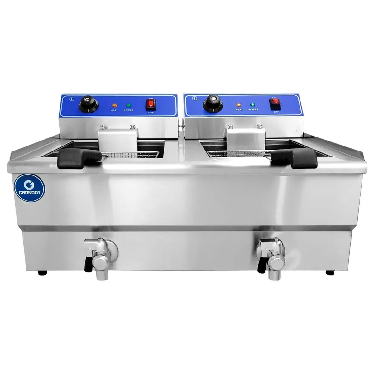 GRONDOY - Freidora Eléctrica de 2 pozas de 19 Lt GRONDOY