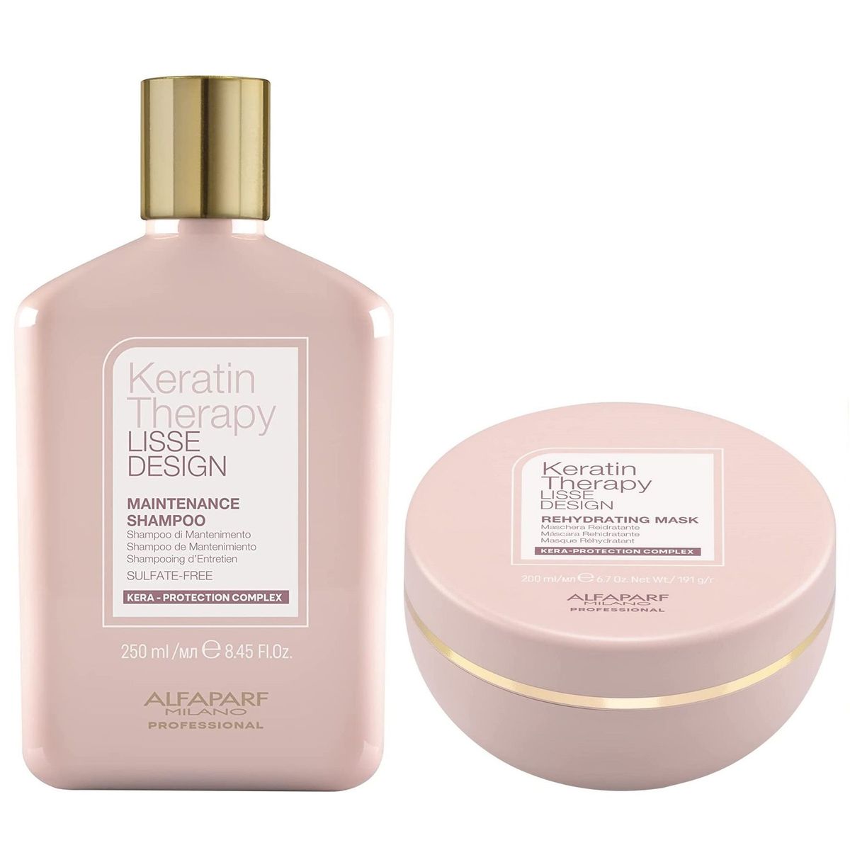 ALFAPARF MILANO - Shampoo Post Alisado Sin Sal + Mascarilla Alfaparf Keratin Therapy