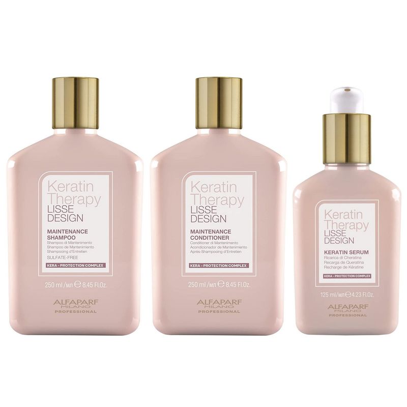 ALFAPARF MILANO - Shampoo Post Alisado + Acondicionador + Sérum Alfaparf Keratin Therapy