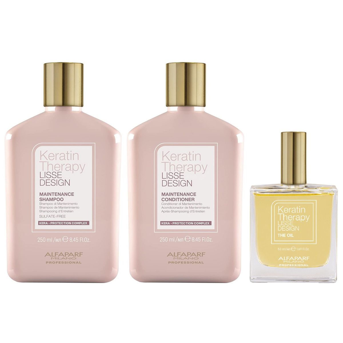 ALFAPARF MILANO - Shampoo Post Alisado + Acondicionador+ Aceite Alfaparf Keratin Therapy