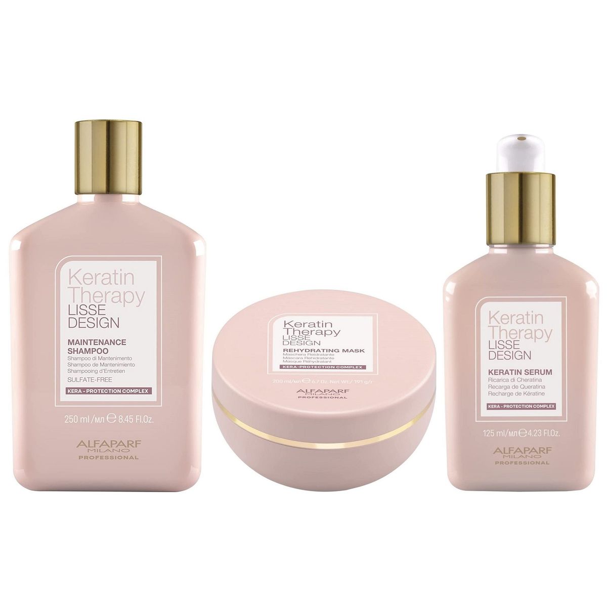 ALFAPARF MILANO - Shampoo Post Alisado + Mascarilla + Sérum Alfaparf Keratin Therapy