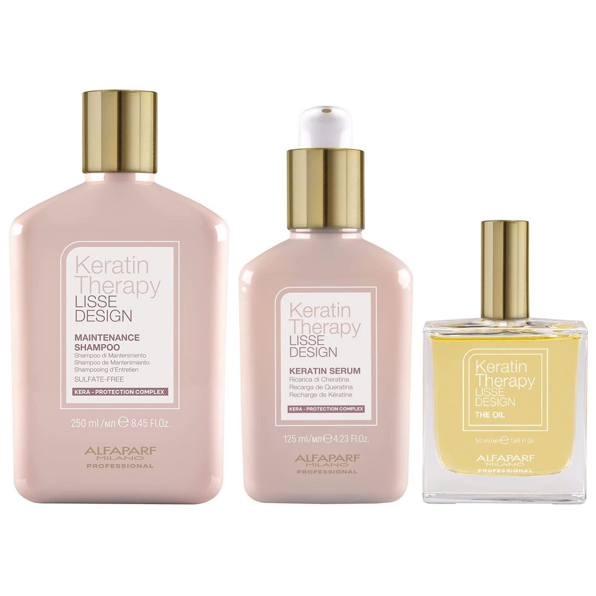 ALFAPARF MILANO - Shampoo Post Alisado Sin Sal + Sérum + Aceite Alfaparf Keratin Therapy