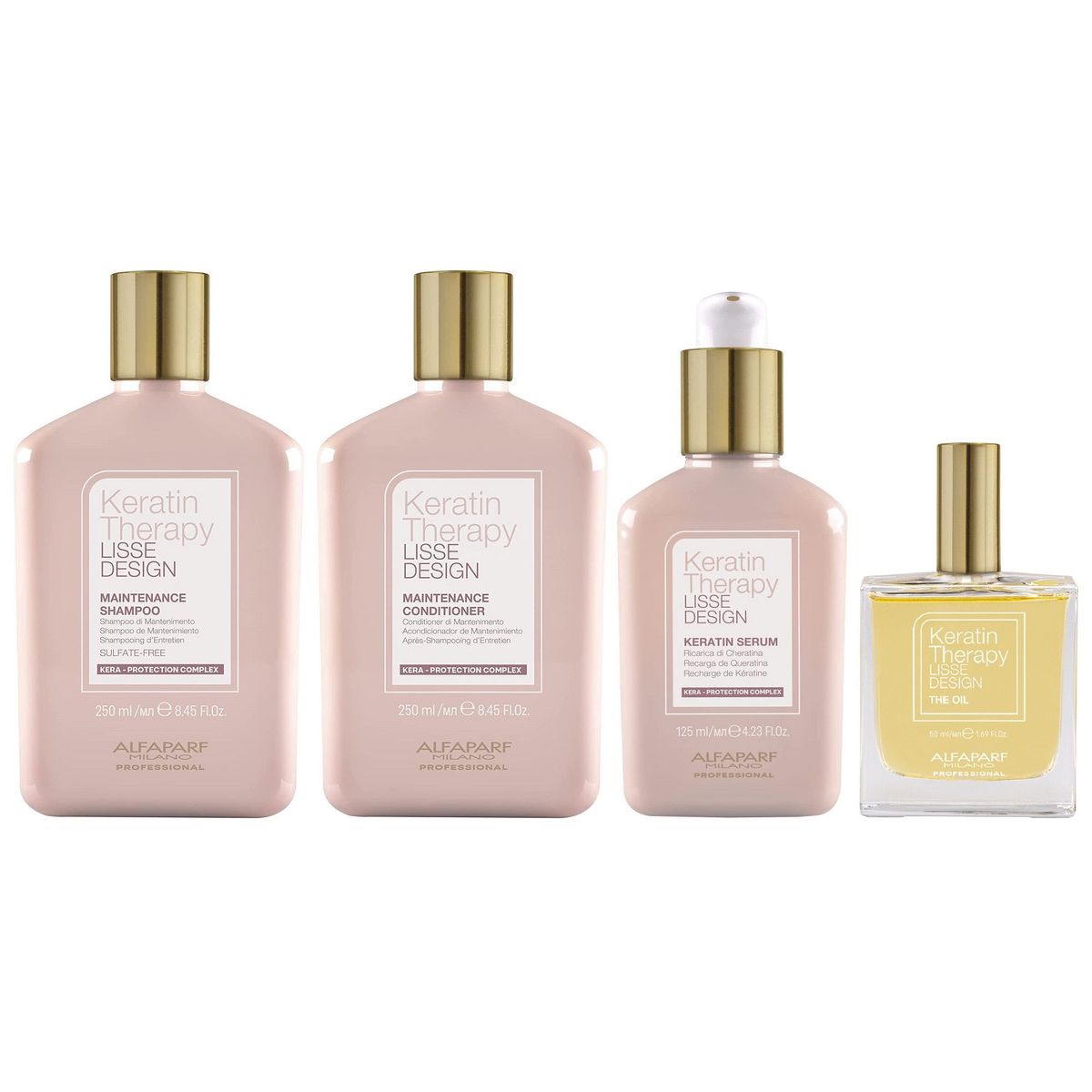 ALFAPARF MILANO - Shampoo + Acondicionador + Sérum + Aceite Alfaparf Keratin Therapy