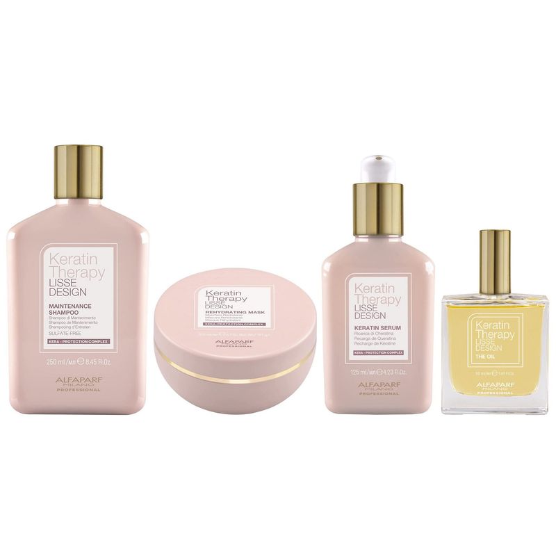 ALFAPARF MILANO - Shampoo + Mascarilla + Sérum + Aceite Alfaparf Keratin Therapy