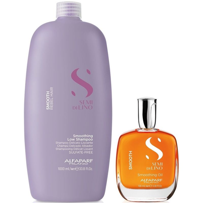 ALFAPARF MILANO - Shampoo Anti Frizz Sin Sal 1000ml + Aceite Alfaparf Smooth