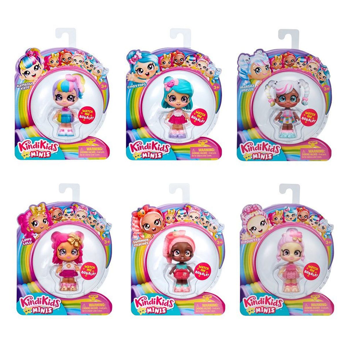 KINDI KIDS - Juego Completo de 6 Muñecas Kindi Kids Minis