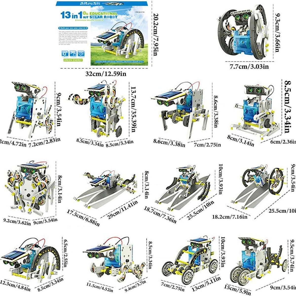 GENERICO - Kit de robot armable con energía solar 13 en 1