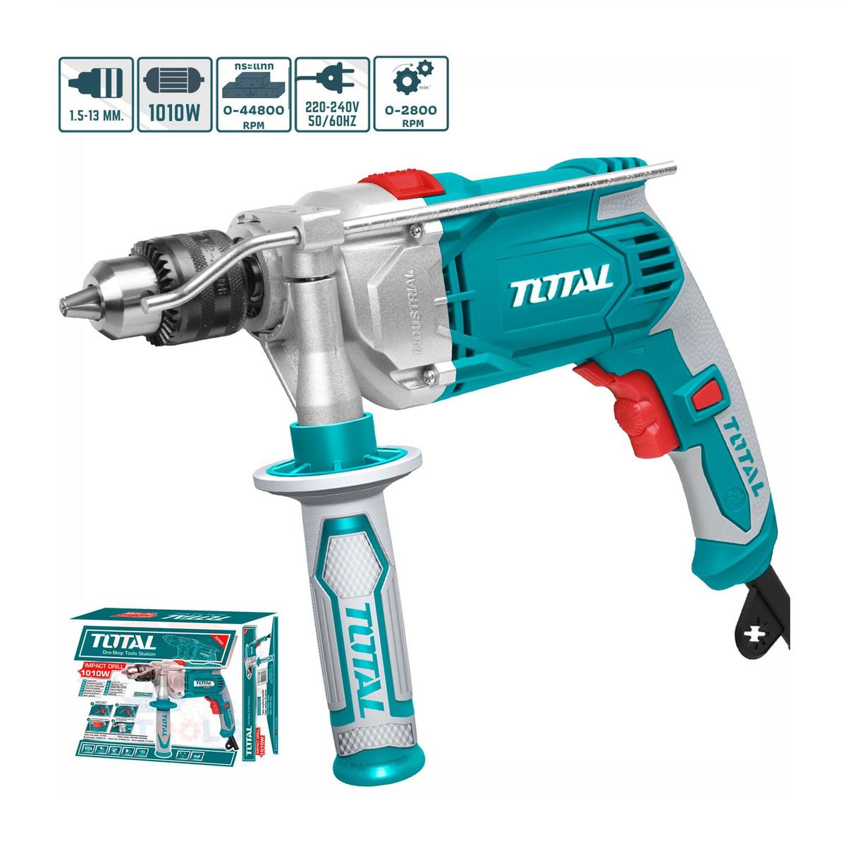 TOTAL TOOLS - TALADRO PERCUTOR 13MM 1010W INDUSTRIAL TOTAL - TG111136