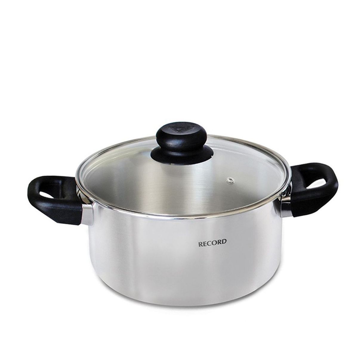 RECORD - Olla aluminio pulida festejo con tapa de vidrio n°22