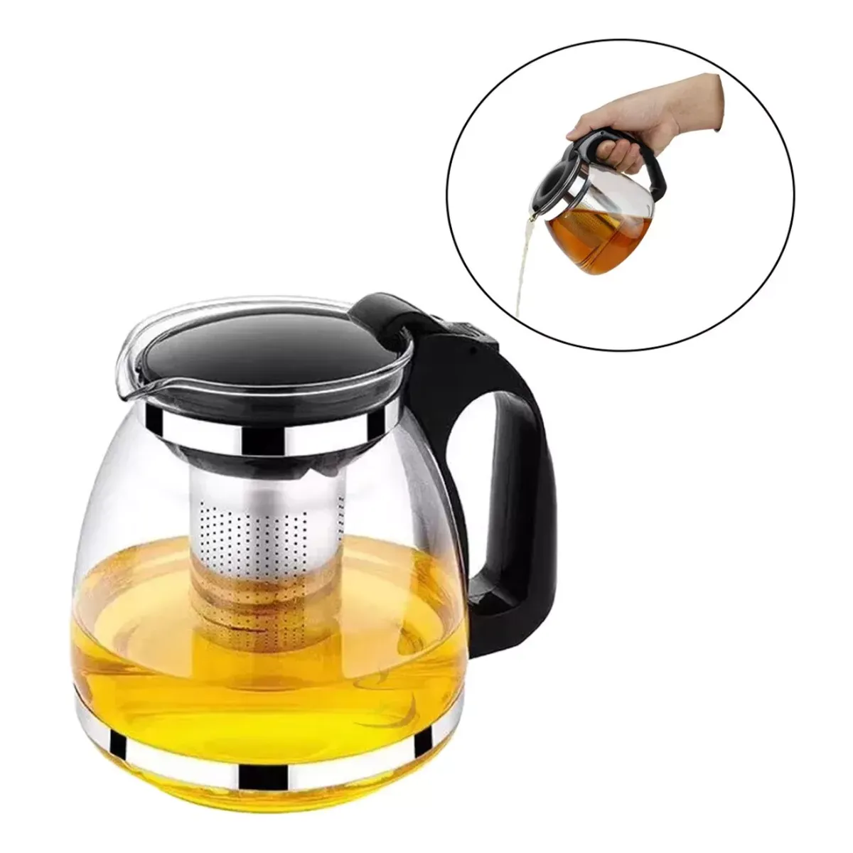 INSPIRA MARKET - Jarra tetera infusor de te de vidrio 1500 ml
