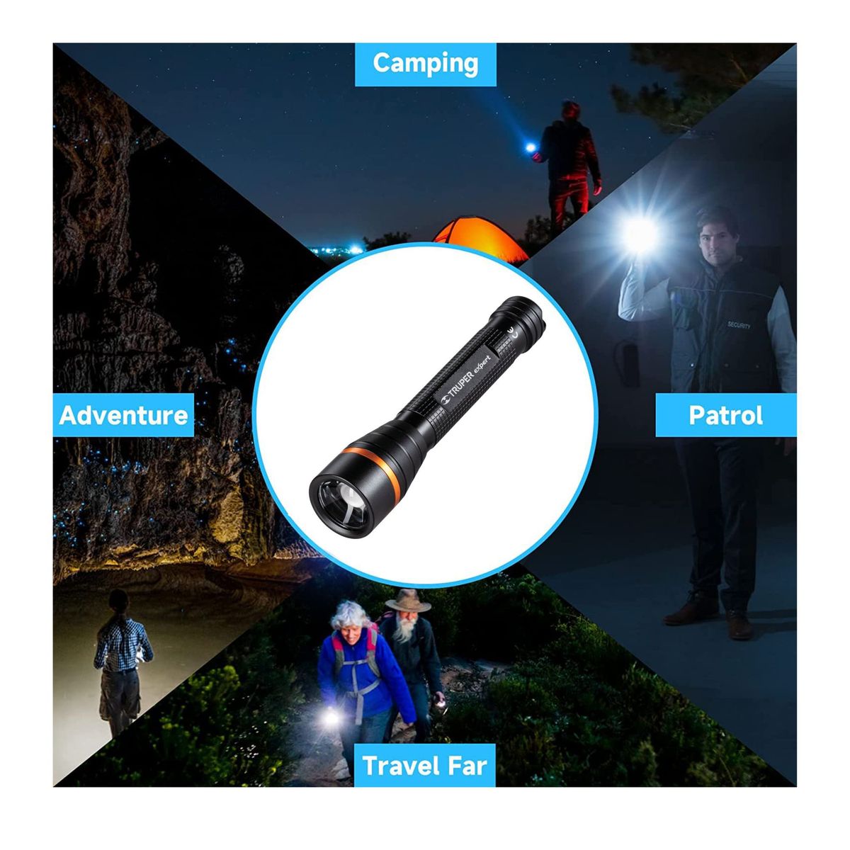 TRUPER - Linterna de aluminio LED, camping 235 lm, Truper pack 2