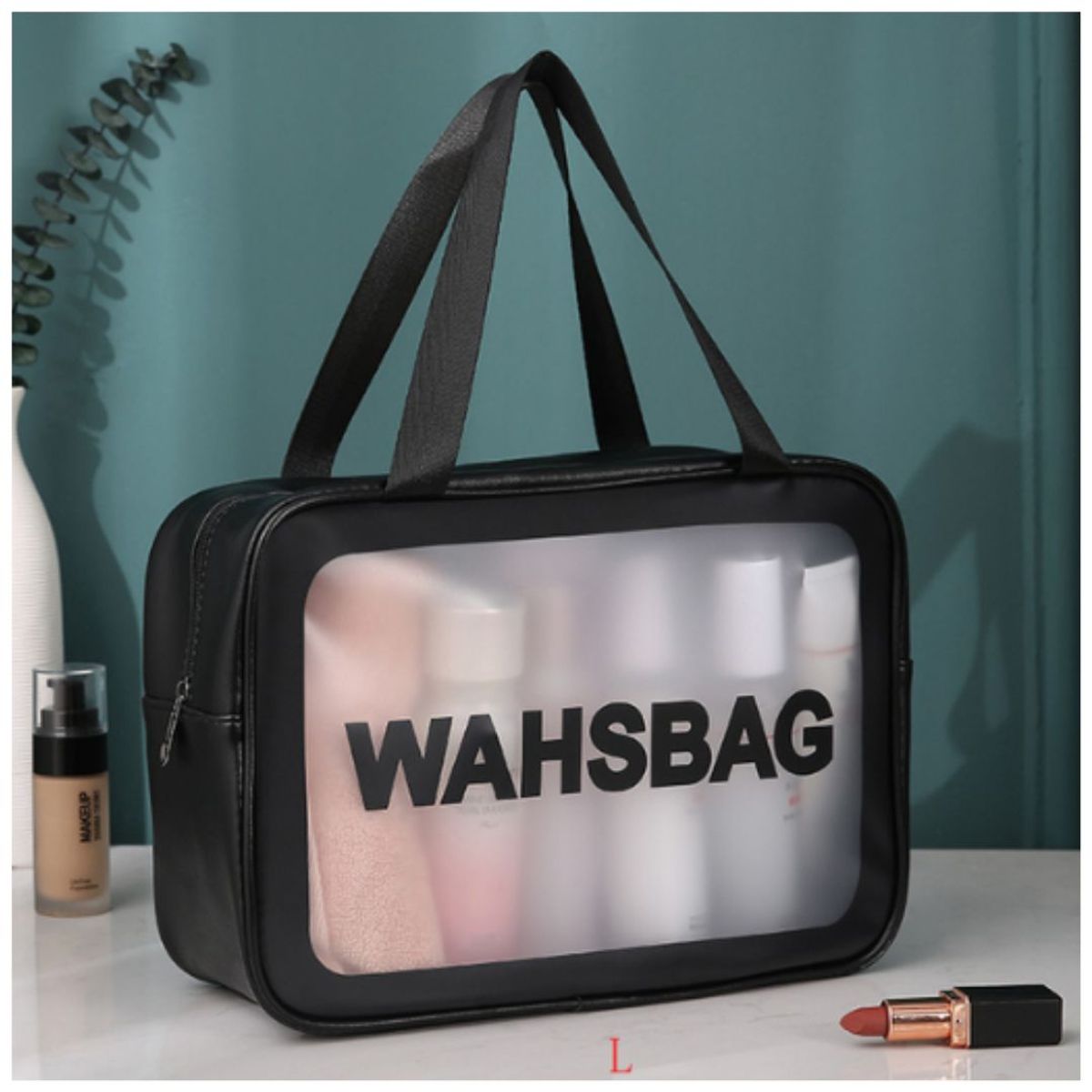 INSPIRA MARKET - Estuche bolso neceser grande para cosmeticos impermeable con asa