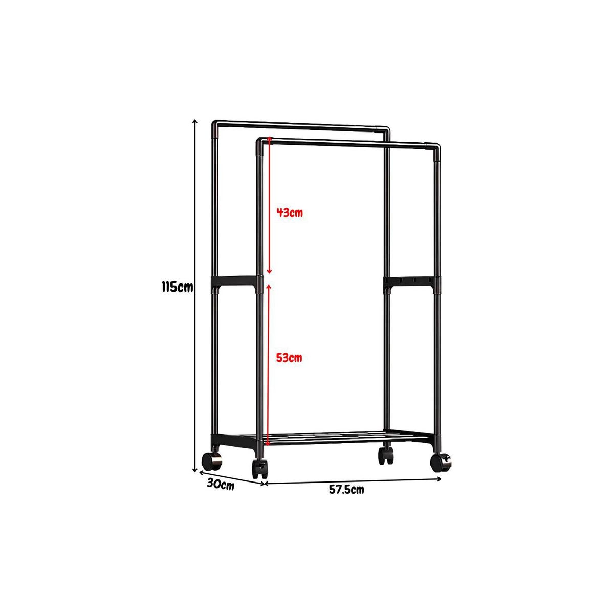 GENERICO - Colgador de Ropa - Estante organizador - perchero- exhibidor con rueda
