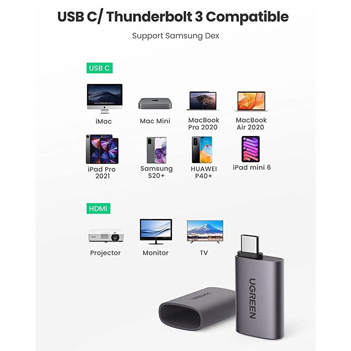 UGREEN - Ugreen Adaptador USB-C a HDMI 4K 60Hz TB3 iPad MacBook US320 70450
