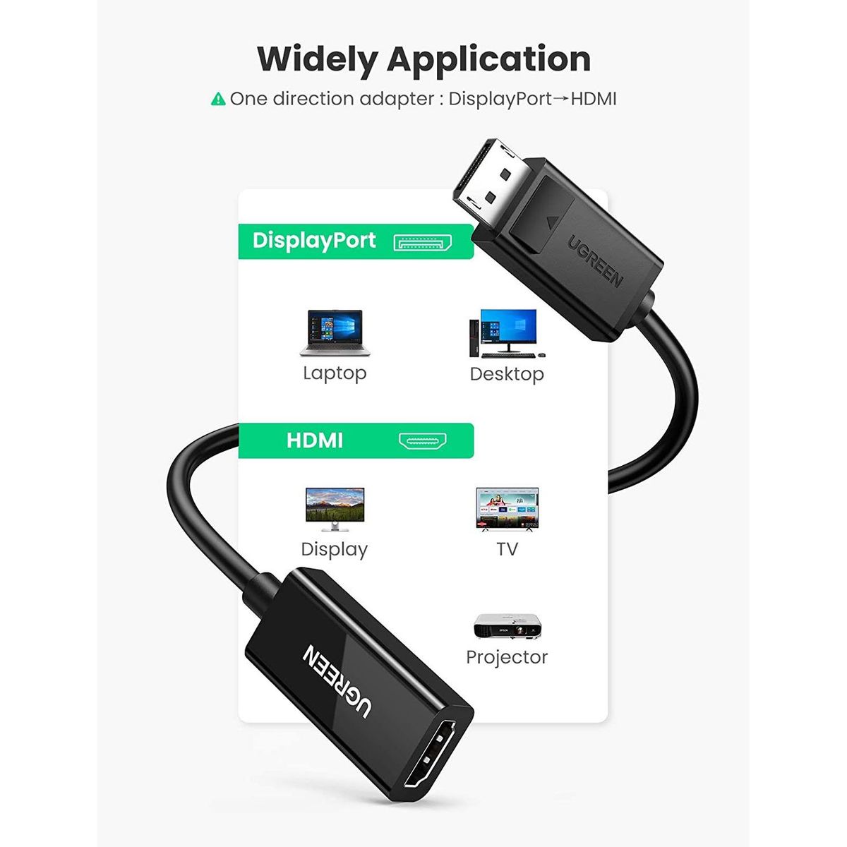 UGREEN - Ugreen Adaptador DisplayPort a HDMI 4 K 60 Hz DP a HDMI MM137 - 70694