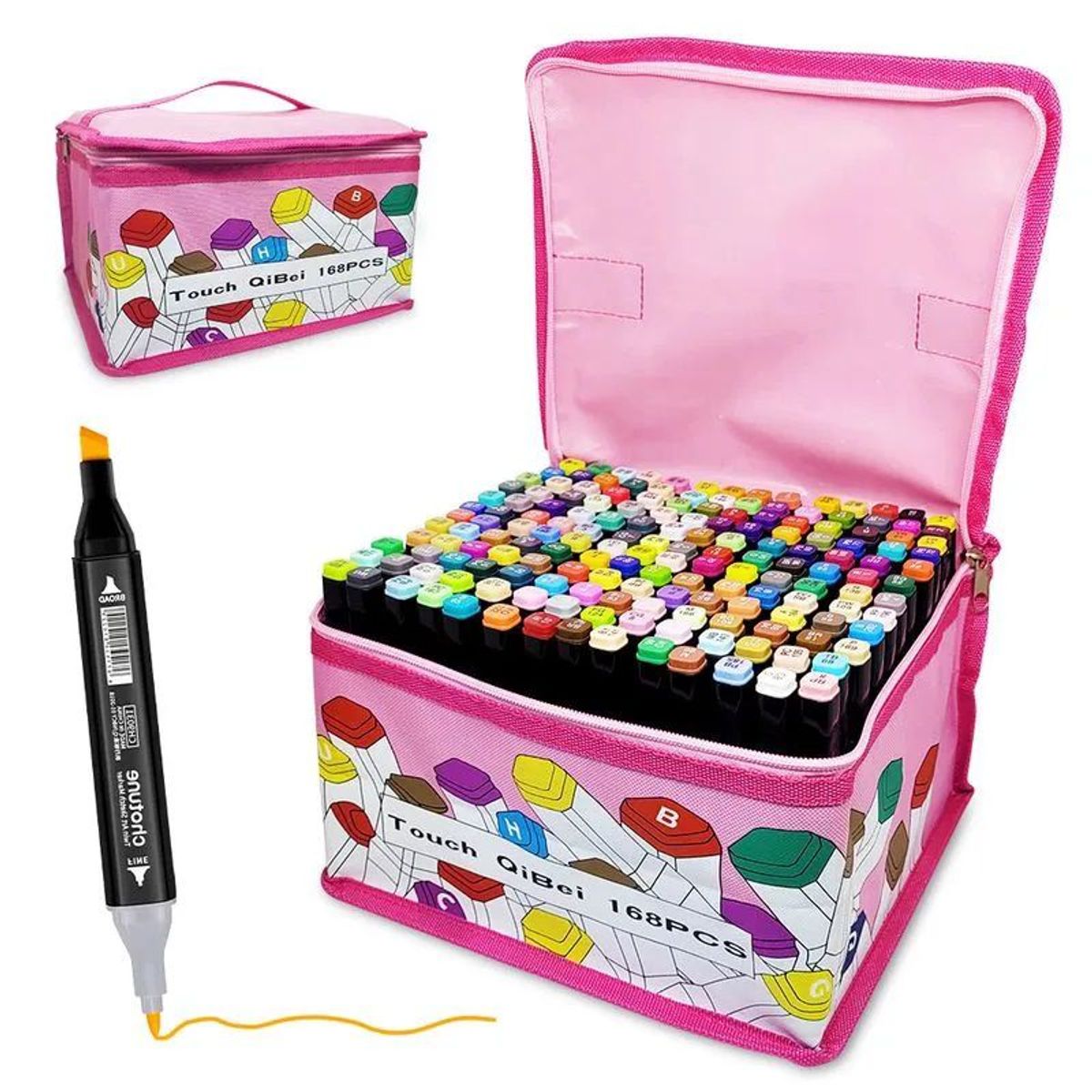 OEM - Set 168 Plumones Marcadores de bocetos Touch Estuche Kawaii