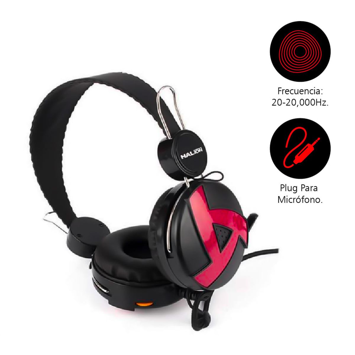 HALION - Auricular Halion HA-211 Negro con Rojo