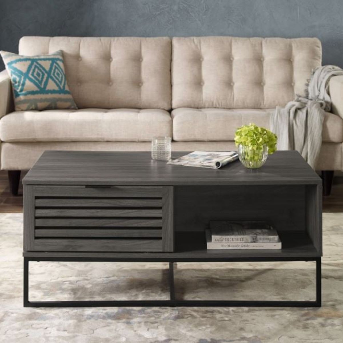 VENTITAS HOME - Mesa de Centro Industrial Rattina Ventitas Home Roble Gris