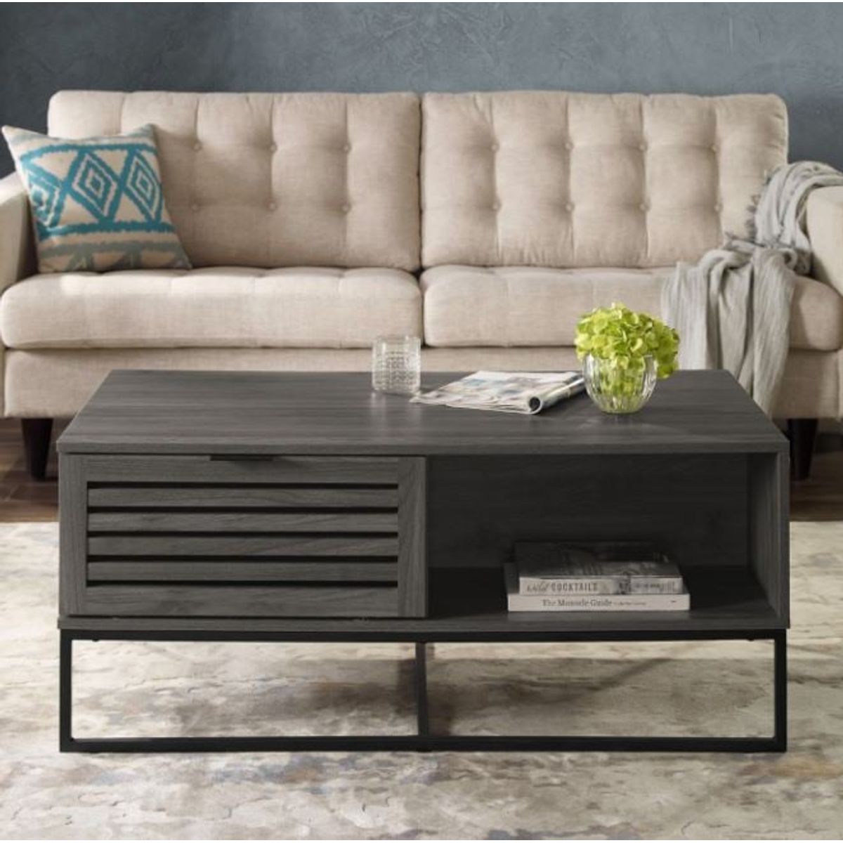 VENTITAS HOME - Mesa de Centro Industrial Rattina Ventitas Home Roble Gris