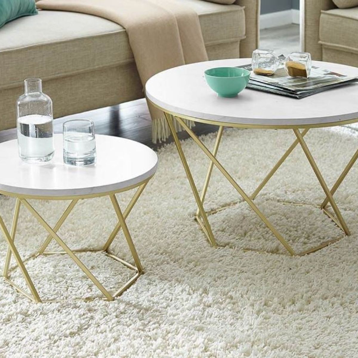 VENTITAS HOME - Mesa de Centro Londres Ventitas Home Blanco y Dorado