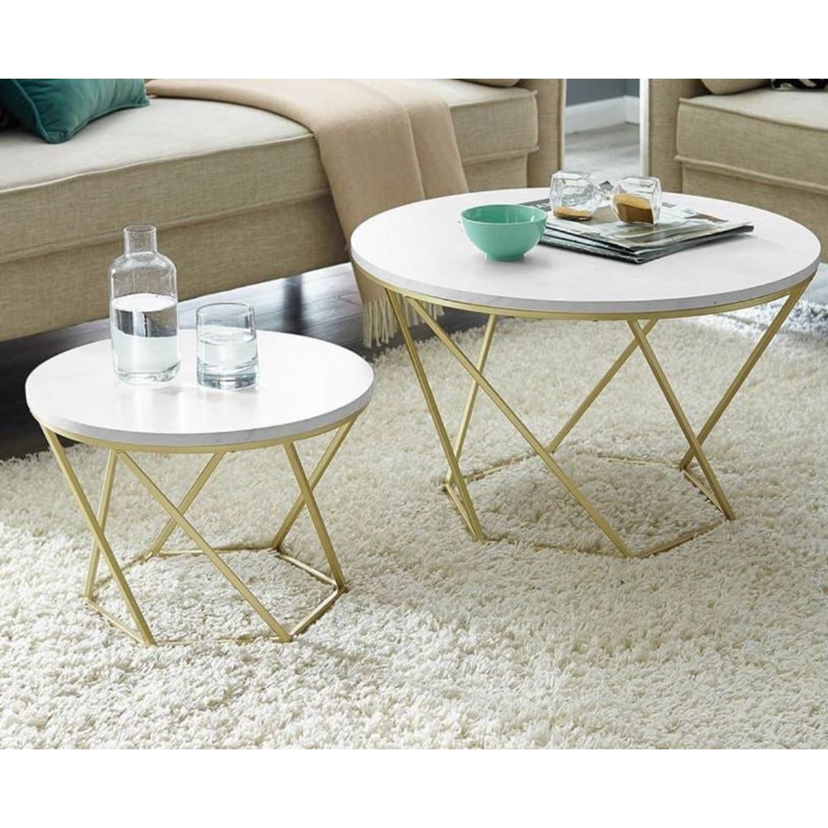 VENTITAS HOME - Mesa de Centro Londres Ventitas Home Blanco y Dorado