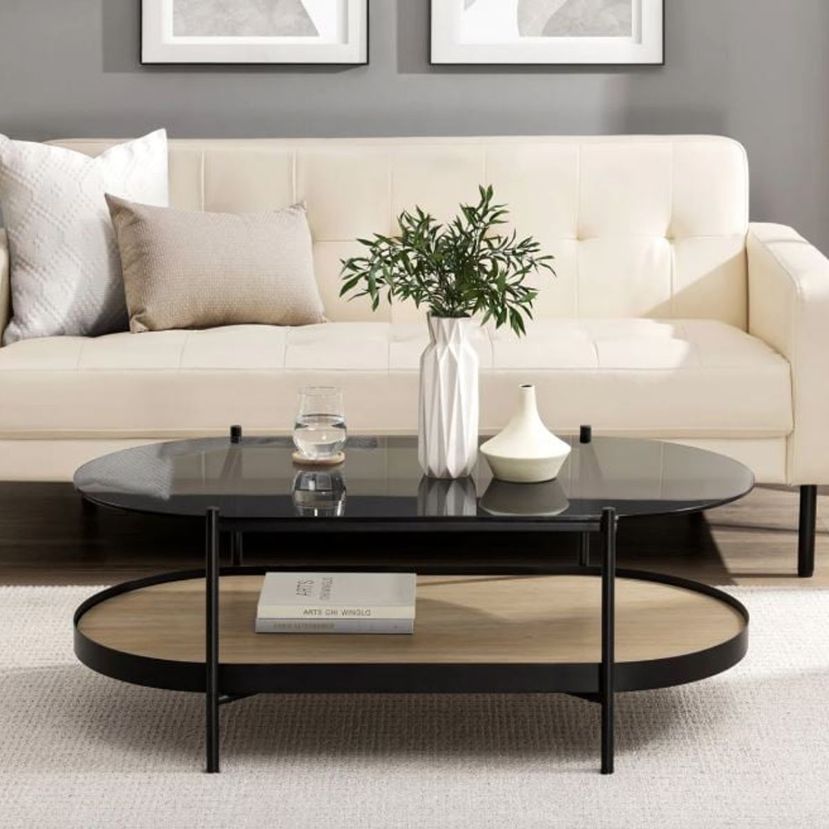 VENTITAS HOME - Mesa de Centro Industrial Voska Vidrio Ventitas Home Rovere