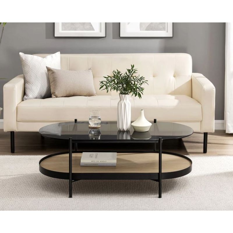 VENTITAS HOME - Mesa de Centro Industrial Voska Vidrio Ventitas Home Rovere