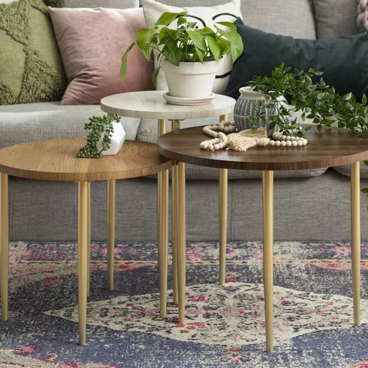 VENTITAS HOME - Set 3 Mesas de Centro Luxury Ventitas Home Duna, Ceniza y Coñac