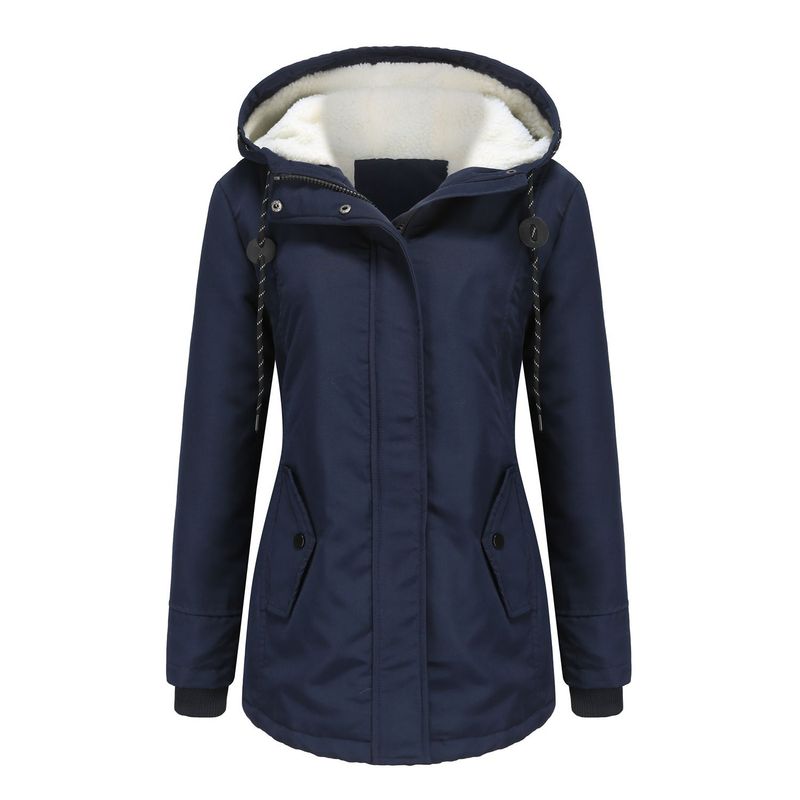 BLWOENS - Abrigo con capucha de Algodón Artificial para mujer-Azul