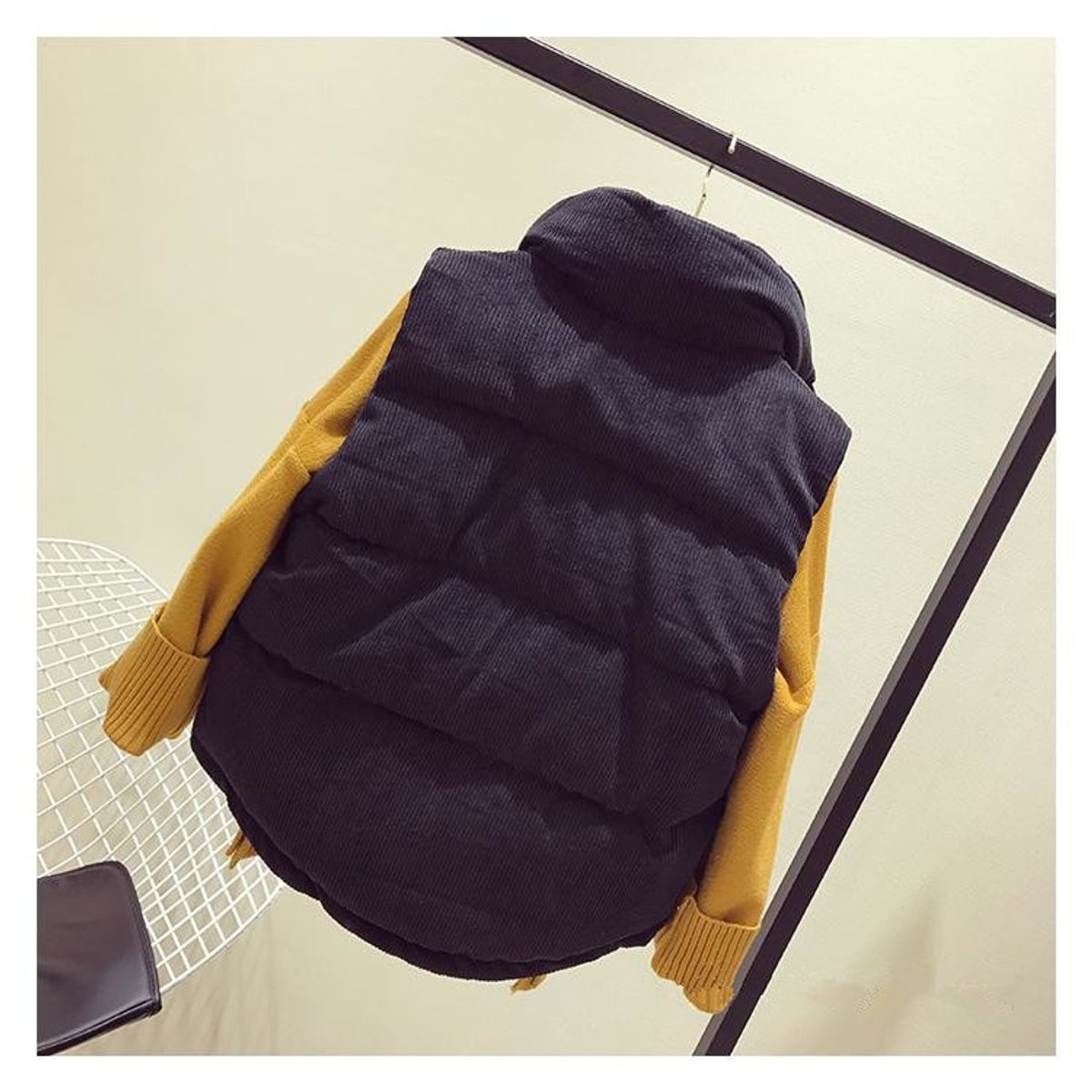 GENERICO - Cazadora chaleco con botón de con cremallera pana para Mujer