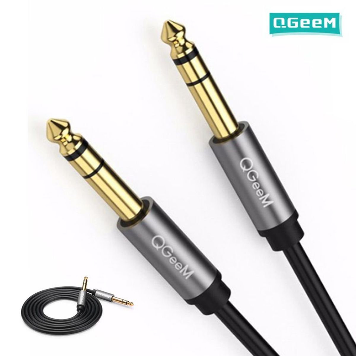 QGEEM - Cable 1m Macho Jack Estereo Pc Mp3 Guitarra 63mm 65mm TRS