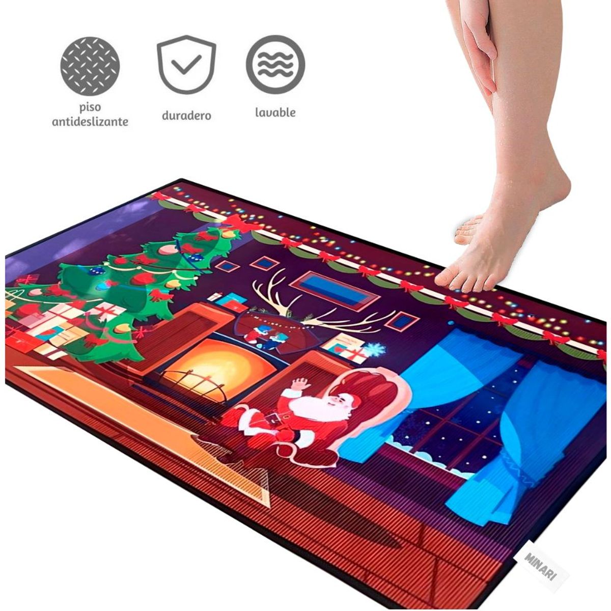 MINARI - Alfombra Navideña Tapete Piso de Entrada Antideslizante N089-C