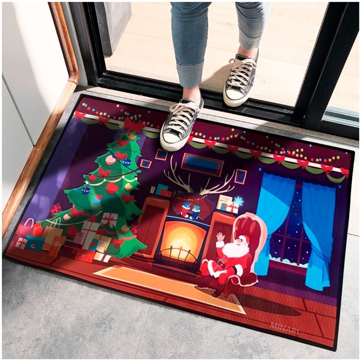 MINARI - Alfombra Navideña Tapete Piso de Entrada Antideslizante N089-C