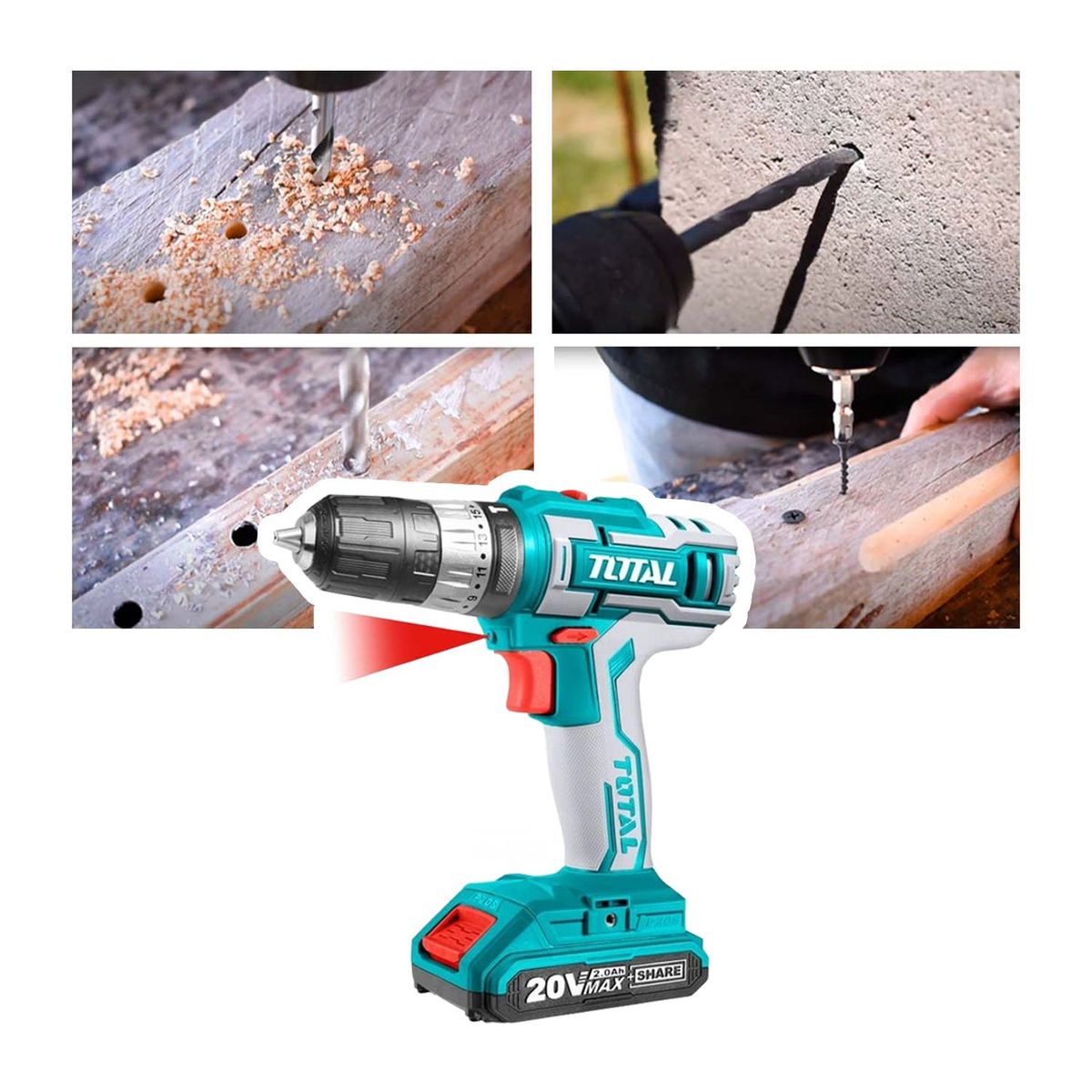 TOTAL TOOLS - COMBO TALADRO ATORNILLADOR PERCUTOR 20V ADAPTADOR SIERRA CALADORA