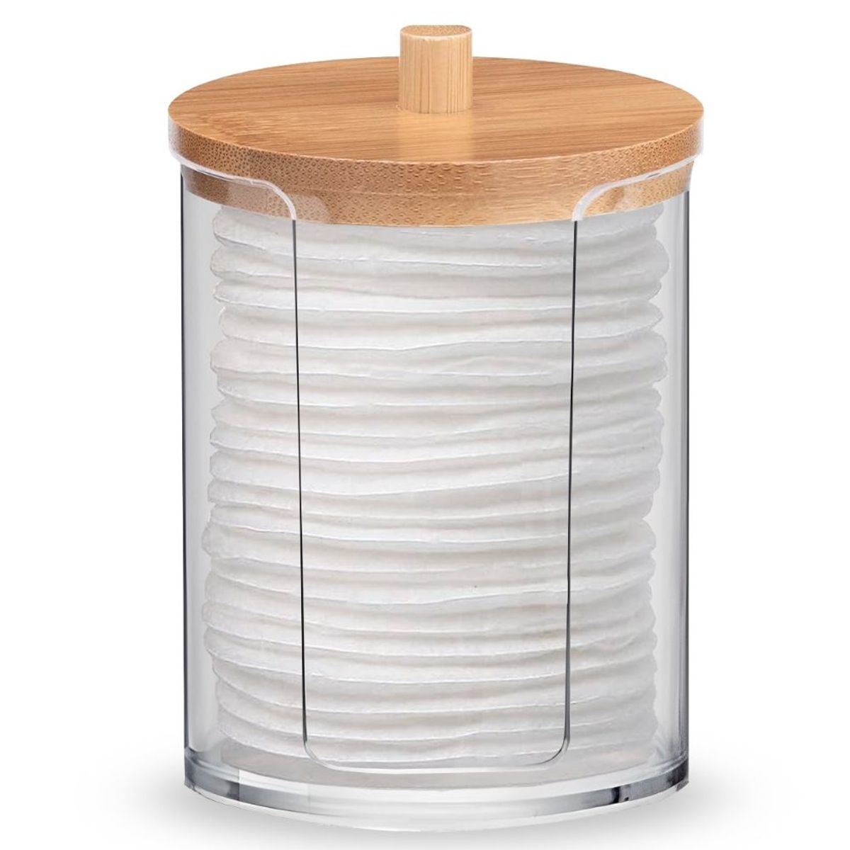 MINARI - Organizador Acrílico Minari P/Discos Algodón C/Tapa Bambú