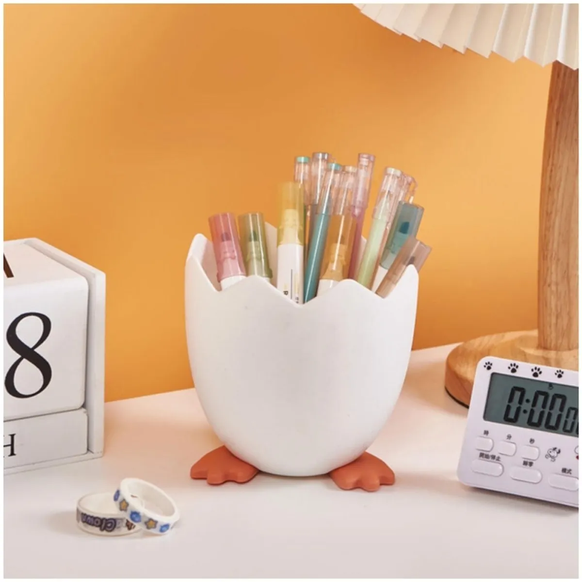 MINARI - Organizador de Escritorio Oficina Porta Lapicero Huevito H20