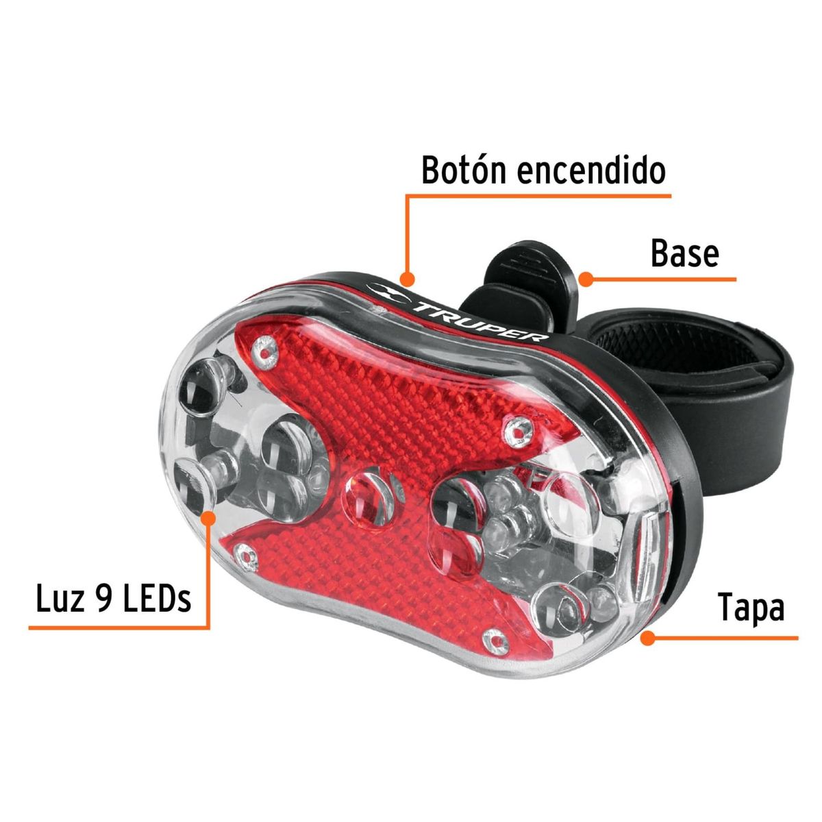 TRUPER - Linterna Luces para Bicicleta Trasera Truper