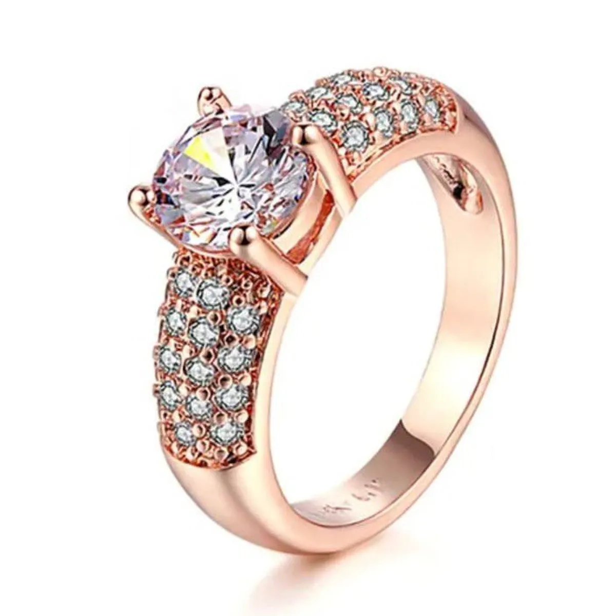 GENERICO - Anillo de Compromiso Alianzas Shiny Oro Bañado en Oro 18K- Genieka