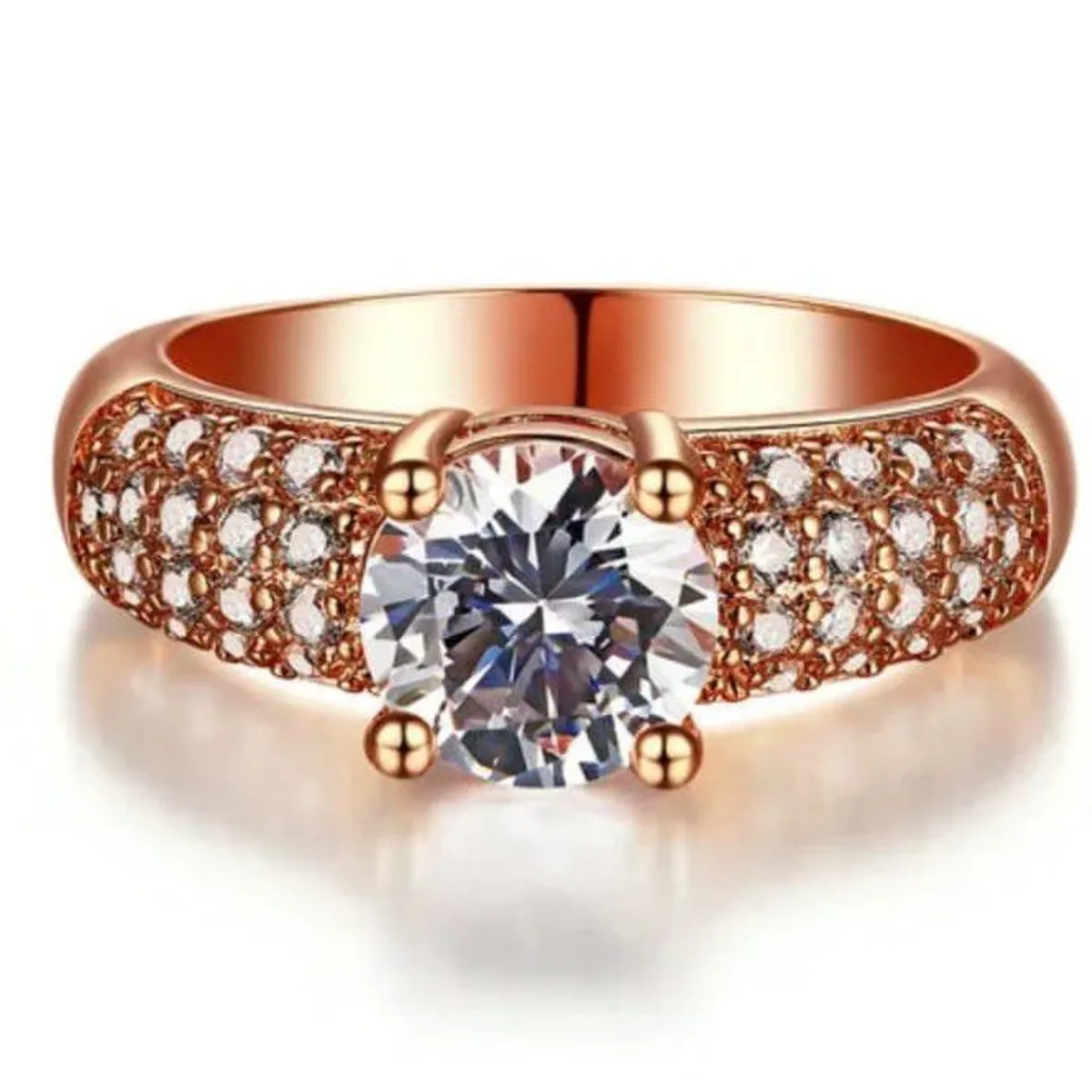 GENERICO - Anillo de Compromiso Alianzas Shiny Oro Bañado en Oro 18K- Genieka