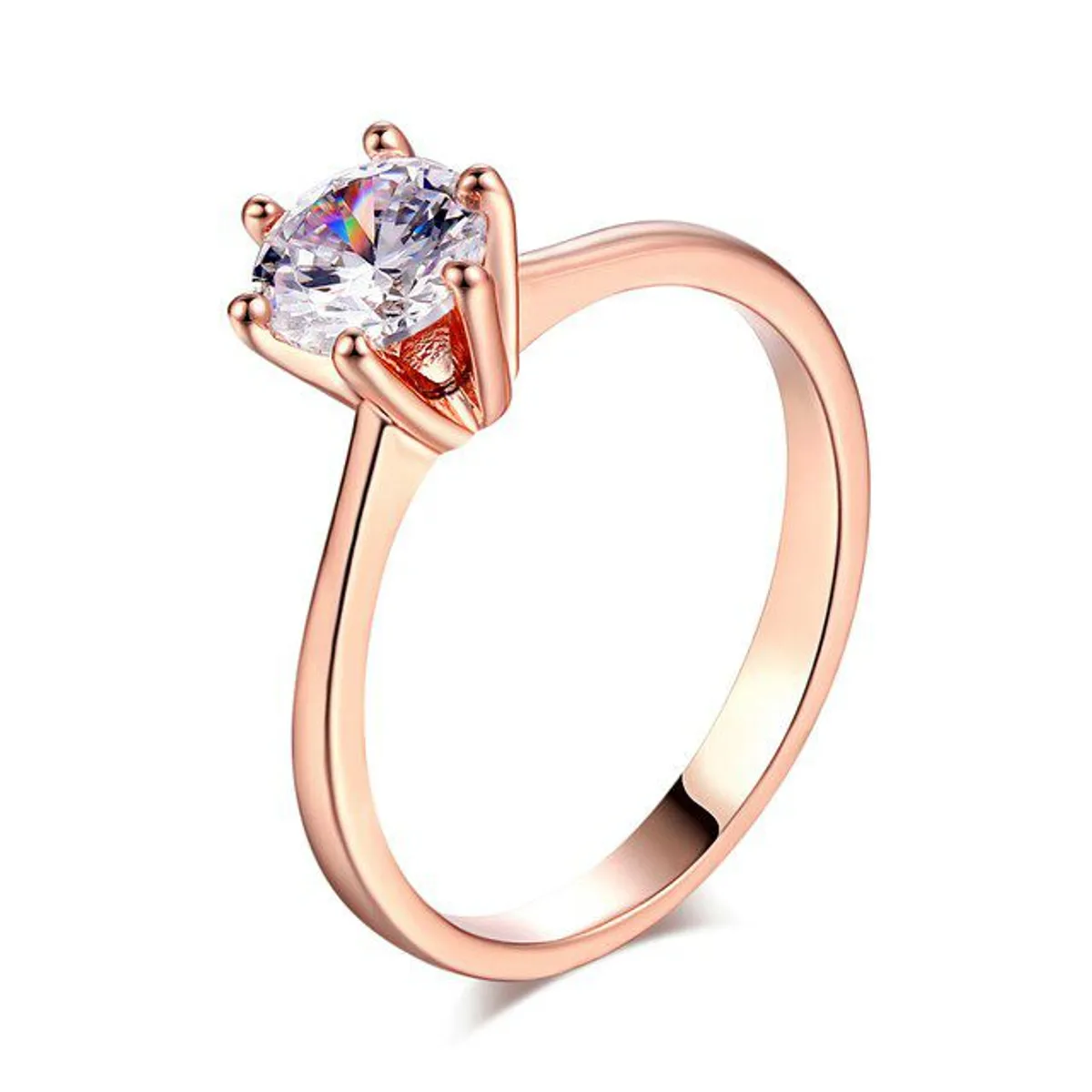 GENERICO - Anillo de Compromiso Alianzas  Solitario Gold Bañado Oro 18K - Genieka