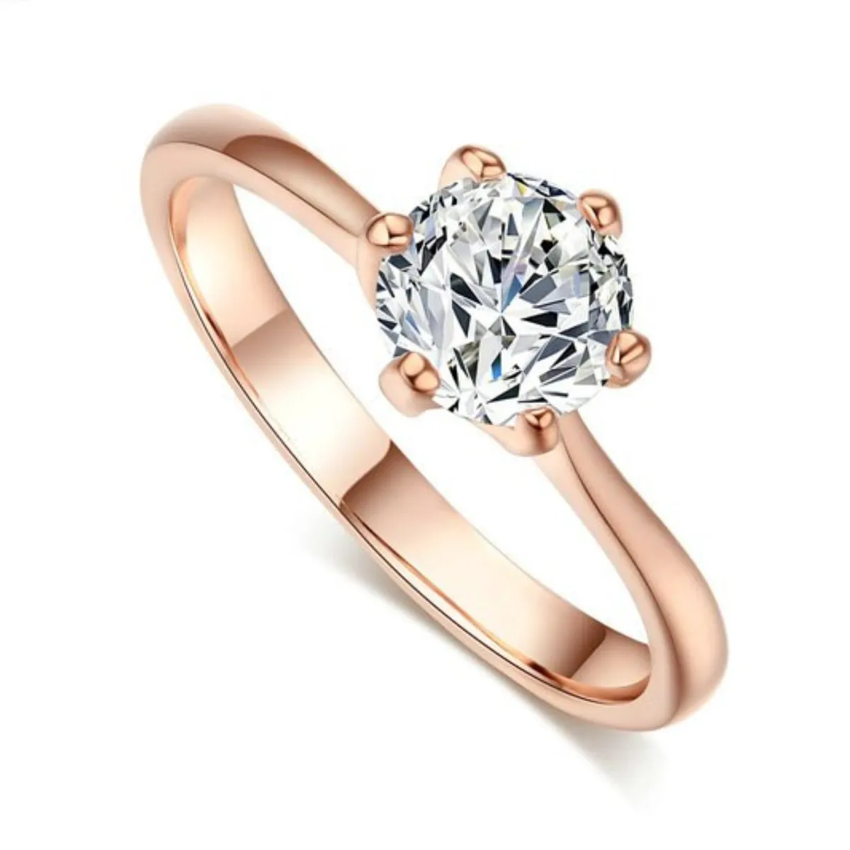 GENERICO - Anillo de Compromiso Alianzas  Solitario Gold Bañado Oro 18K - Genieka