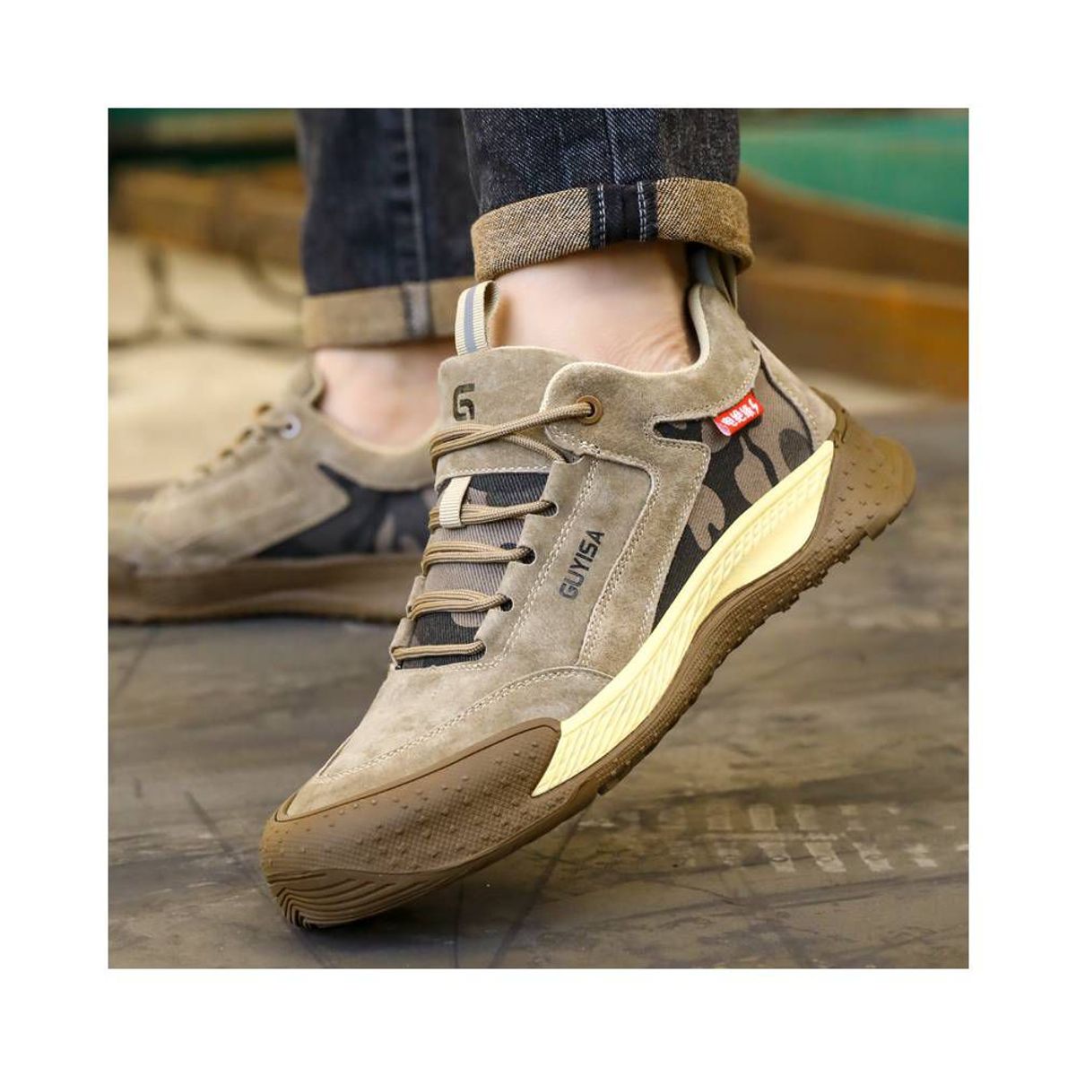 BLWOENS - Zapatos de Seguridad ligeros para hombres cómodos trabajo - Khaki