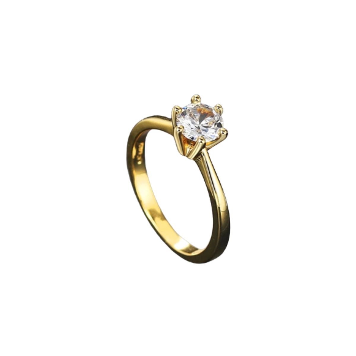 GENERICO - Anillo de Compromiso Alianzas Solitario Yellow Bañado Oro 18K Genieka