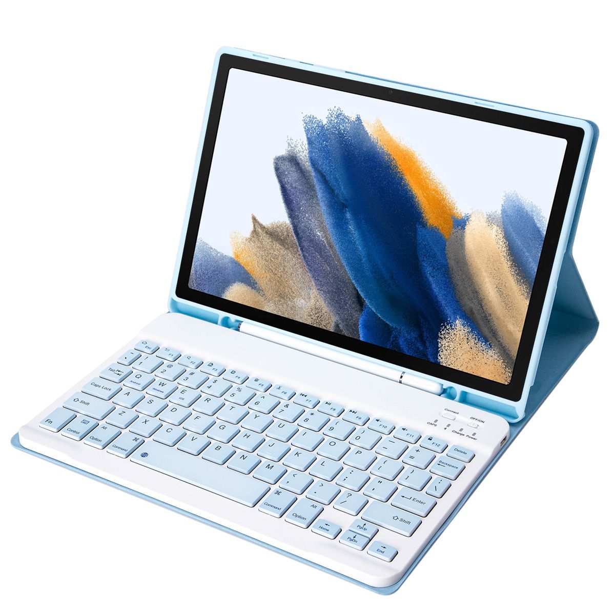 RENVMEXY - Funda Con Teclado Bluetooth Para Samsung Tab A8 2021 Blanco Hielo