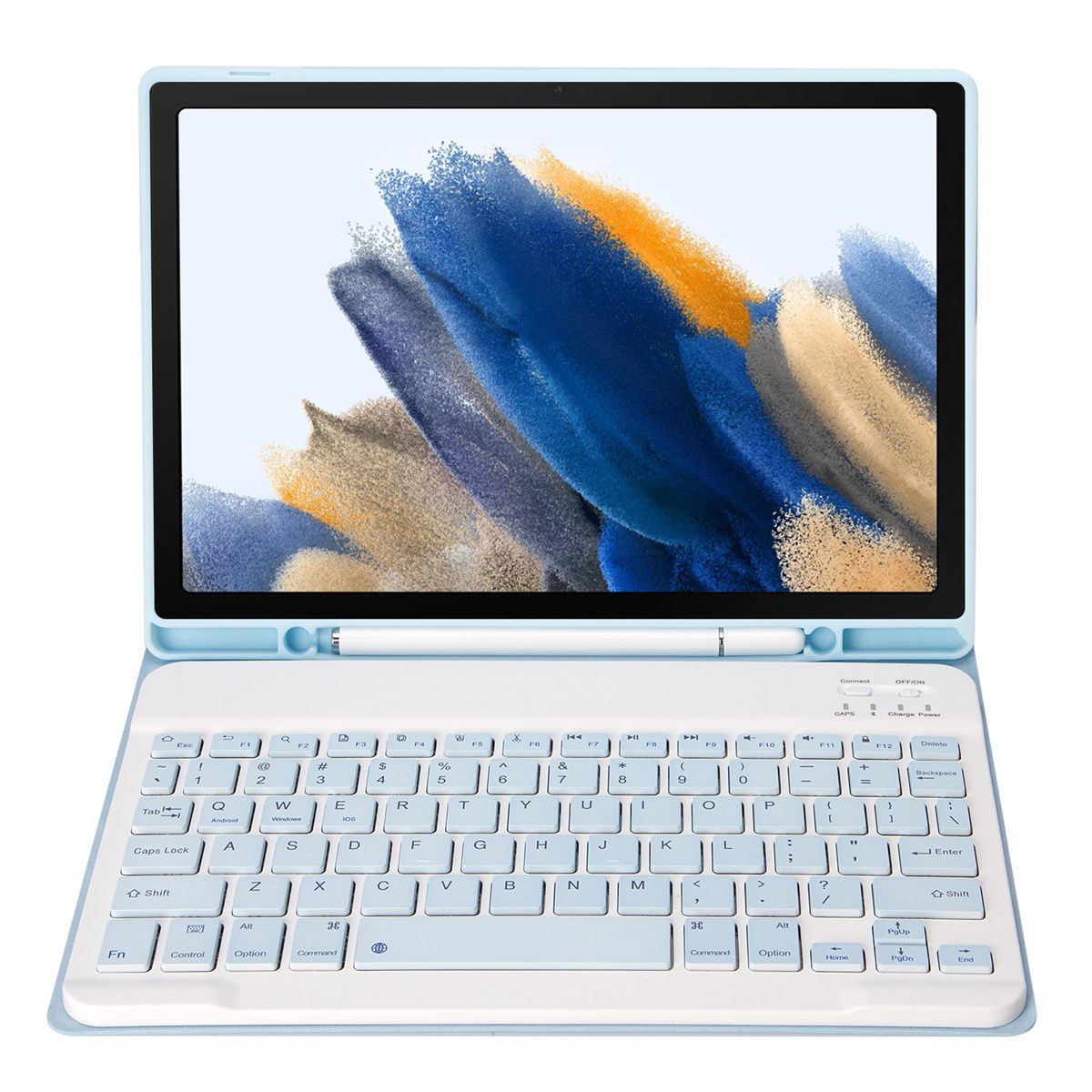 RENVMEXY - Funda Con Teclado Bluetooth Para Samsung Tab A8 2021 Blanco Hielo