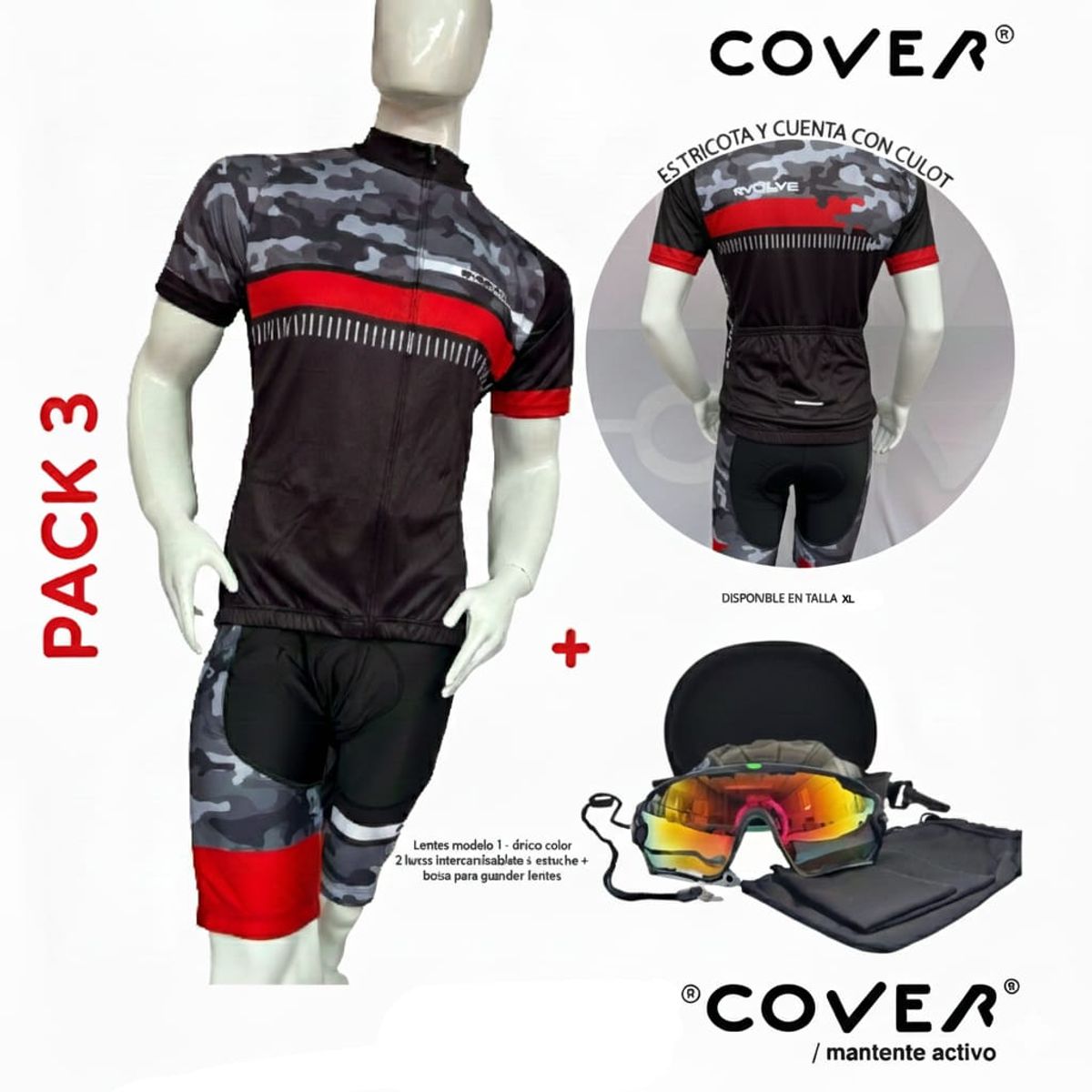 COVER - Pack Lentes - Traje de Ciclismo 94 COVER / Multicolor / XL